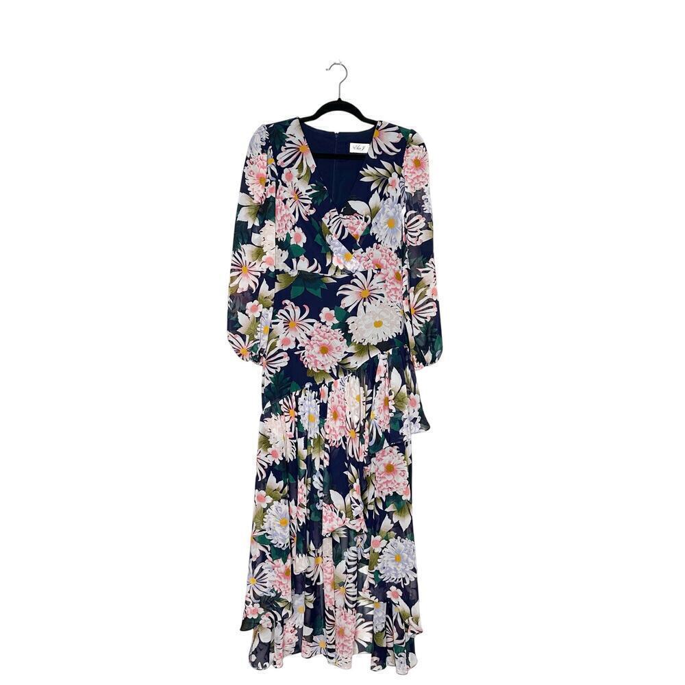 NEW Eliza J Floral Ruffled Long Sleeve Maxi Dress Women's Size 6 - Picture 2 of 6